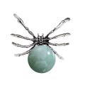 Green Aventurine 16MM Ball Antique Silver Spider Pendant (47x40mm) Necklace 45cm Black Cord