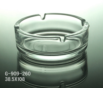Promotion round engraved 3-holes crystal glass ashtray for home