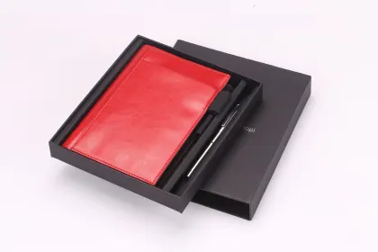 Customized Gold Keychain with Ferragamo Red Leather Luxury Pen Gift Set