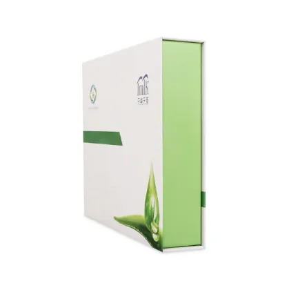 Green Silk-print Cosmetic Box with Magnetic