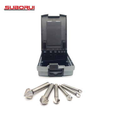 Borui 6 Pcs 90 Degree High Speed Steel Deburring External Chamfer Wood Countersink Drill Bit Set