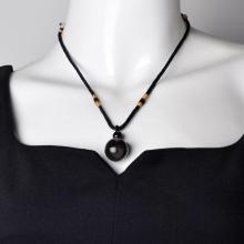 Collares y colgantes de piedra natural para mujeres y hombres, obsidiana negra, cuentas de ojo de arcoíris, transferencia de bolas, buena suerte, amor, regalo energético