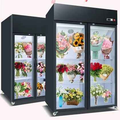 Transparent Glass Door Commercial Flower Fresh-keeping Cabinet