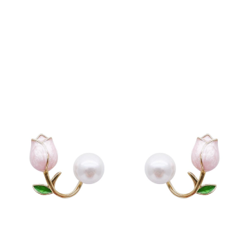 Anting -anting mutiara tulip: 2022 Anting -anting stud pereka bentuk yang bergaya