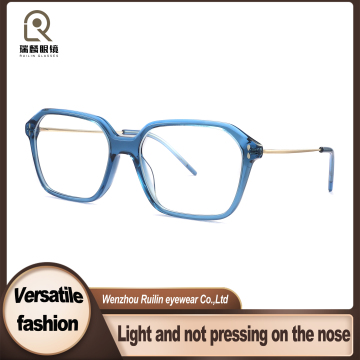 Unisex Kare Asetat Metal Optik Çerçeve