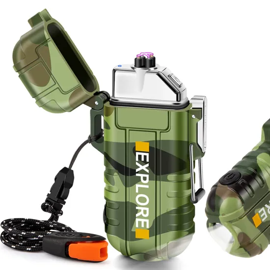 Portable USB Rechargeable Waterproof LED Emergency Light with Electric Lighter