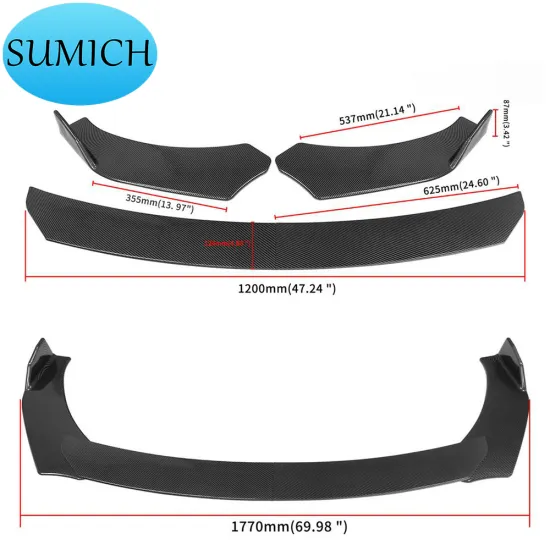 Shumiqi Universal Front Bumper Lip Spoiler Diffuser Fit