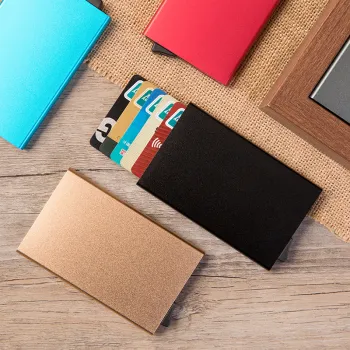 Custom Logo RFID Blocking Aluminum Automatic Pop-up Business ID Card Clip and Credit Card Holder: Secure Your Identity on the Go