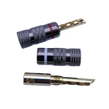 Sawtooth Shaped Banana Plug - Pure Copper Aluminum Shell, Red White Gold-Plated Speaker Plug Factory Outlet