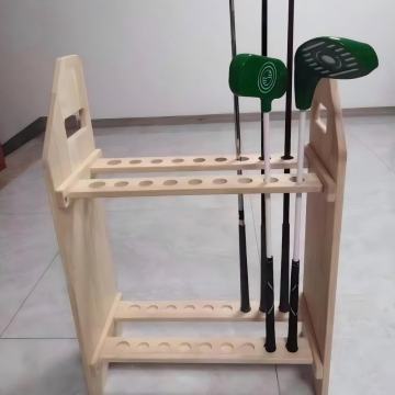 Custom Wooden Golf Club Rack with Turf Base