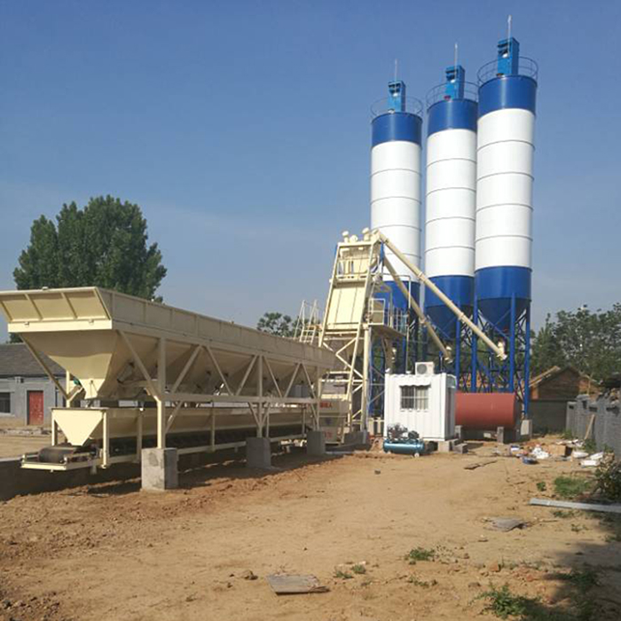 HZS75 stationary concrete batching plant in Ethiopia