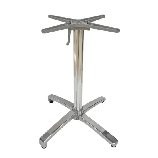 Folding High and Low with Adjustable Height Polished Shiny Aluminum Table Base