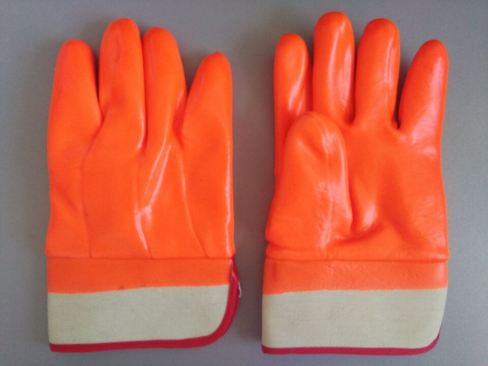 Sicherheitsorange PVC-beschichtete Handschuhe wasserdicht