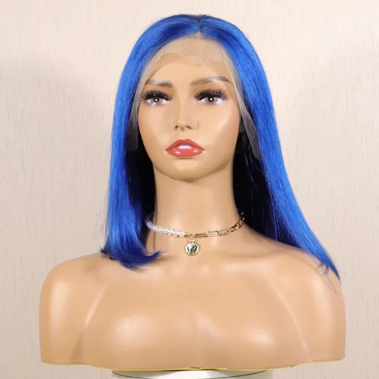 Purple Color Lace Front Human Hair Bob Wigs, Wholesale T1B 613 Blonde Blue Red Grey Green Ombre Short Bob Wigs For Black Women