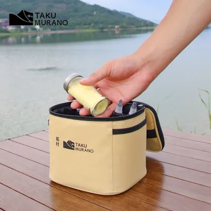 Portable Outdoor Condiment Set: Including Picnic Barbecue Oil Pot, Sauce Jar, and Vinegar Container with Storage Bag