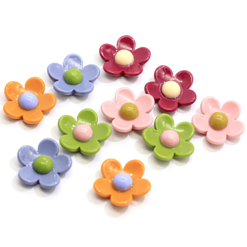 100PCS Cute Colorful Resin Daisy Camellia Flower Cabochon Ornaments Scrapbooking Diy Hair Bow Center Decor