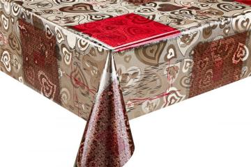 Double Face Emboss printed Gold Silver Tablecloth Round