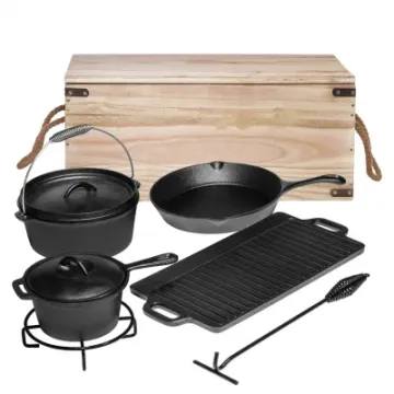 Pre-Seasoned Cast Iron Pots Pans Cookware Lids Outdoor Comefire Camping Dutch Oven