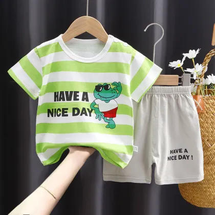 Wholesale Striped Cotton Kids Clothing Sets for Baby Girls and Boys