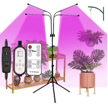 40W 4 Heads Full Spectrum Tripod LED Plant Grow Light with Remote Control Timer