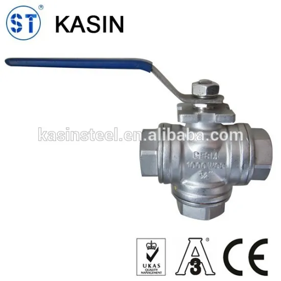 Stainless steel 3 way threaded ball valve