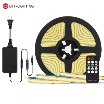 DC24V High CRI 90 FCOB COB LED Strip Lights - RF14 Keys Dimmable Full Sets: Warm, Natural, Cool White for Home Decoration
