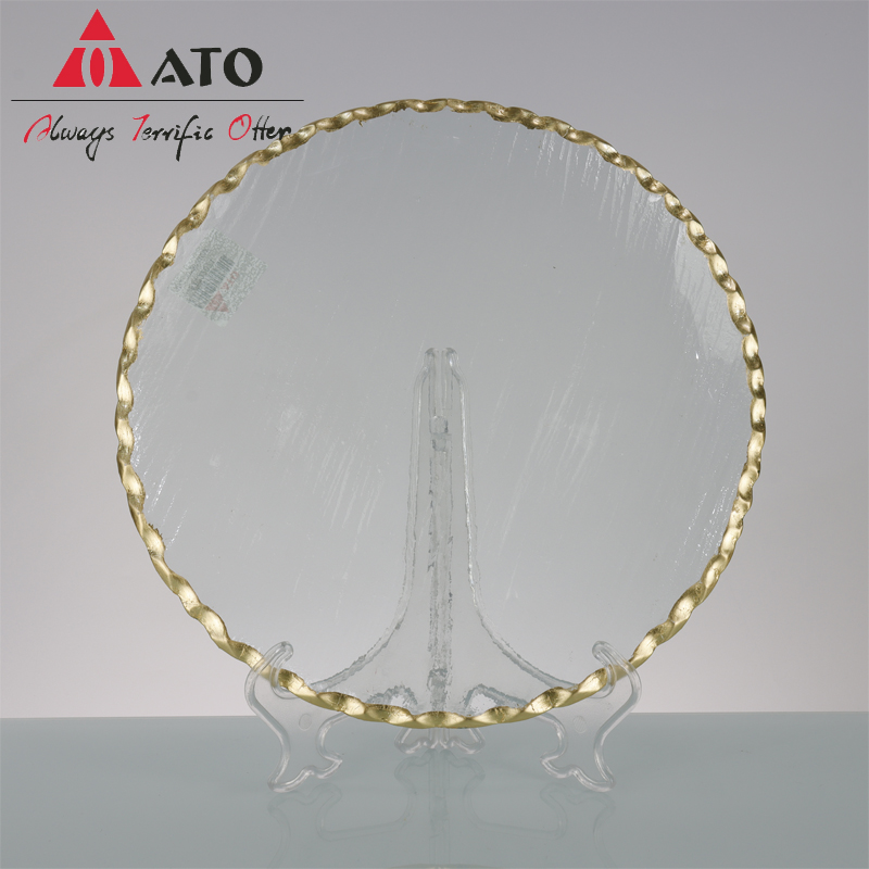 ATO Plates Gold Rim Round Serving Tray plate