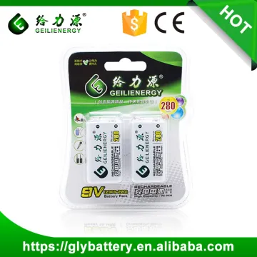 Ni-MH 9V 280mAh rechargeable battery pack with blister card packing
