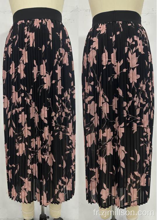 Modèle floral Taille élastique jupes plissées