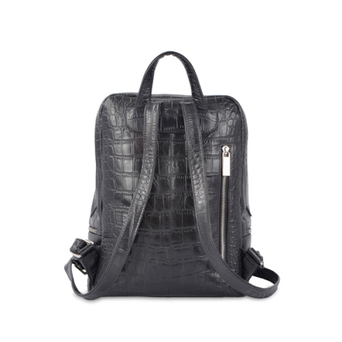 Crocodile Effect City Backpacks Black Embossed Daypack