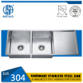 Kitchen Undermount Double Bowl Sink with Drainboard