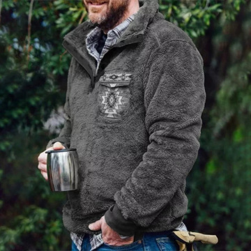 Vestes en toison de flanelle décontractées pour hommes d'hiver avec des poches de bouton