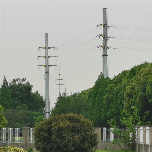 Poste de linha de transmissão galvanizada de mergulho quente redondo