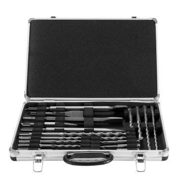 SDS Plus Rotary Hammer Drill Bit Chisel Set - 17PCS with Aluminum Box