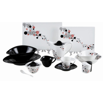 47PC Color Mixing Porcelain Dinner Set With Decal