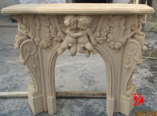 Fireplace mantel with angels