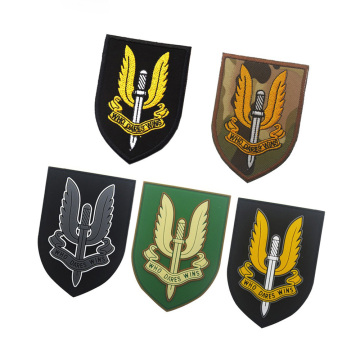PVC Tactical Badge British Rainbow No.6 Embroidered Morale Badge SAS Who Dares Wins with Hook and Loop Fastener