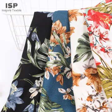 Stock Woven Moss Crepe Printed Rayon Fabric