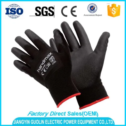 high quality pu coated work gloves safety glove electric glove