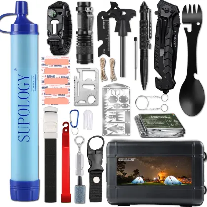 Professional Outdoor Camping Survival Kit: Emergency Gear & Accessories