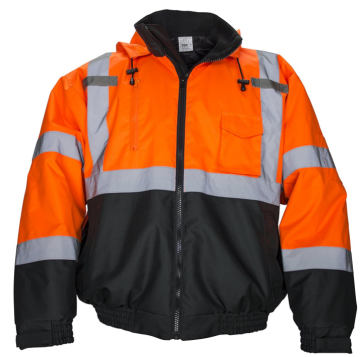 Hi Vis Bomber Safety Work Jacket Coat Hood Vestuário de trabalho