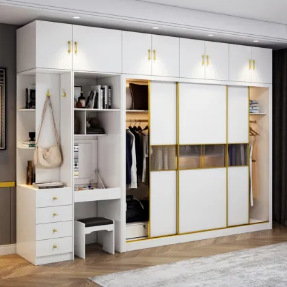 Nordic Solid Wood Ecological Sliding Door Wardrobe