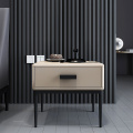 Single drawer leather contemporary bedside table