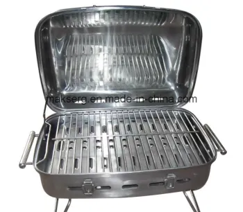 Household stainless steel barbecue grill in the courtyard