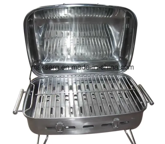 Household stainless steel barbecue grill in the courtyard