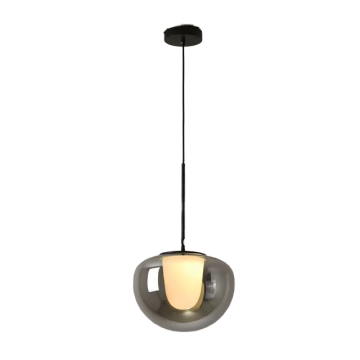 Modern Smoke Grey Glass Pendant Lamp - Warm White Light 220V AC Ceiling Chandelier