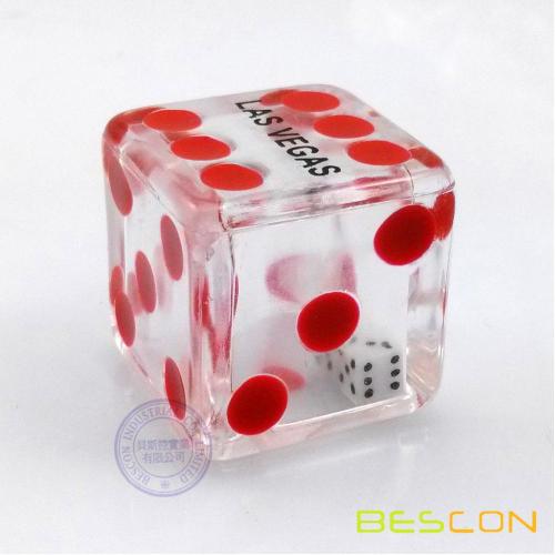 Special Double Transparent Plastic Empty Hollow Dice with 2pcs Tiny Dice Inside