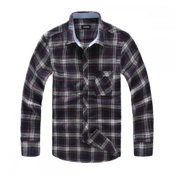 Long Sleeves Single Pocket Deep Color Shirt