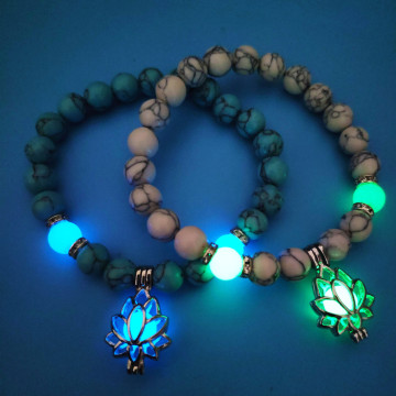 String turchese a mano Bracciale in perline di loto luminoso in perline - braccialetti e braccialetti della moda Homme