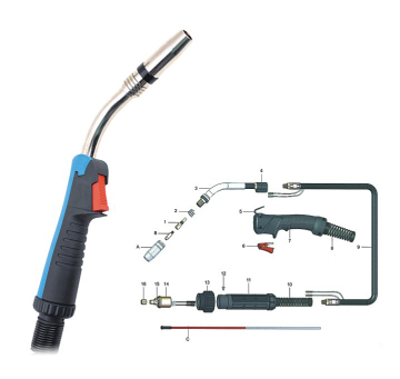 UWeld Binzel CO2 Air MIG/MAG Welding Torch with Euro Fitting 25AK 200A